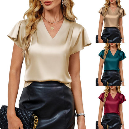 Stylish Minimalist And Relaxed Fit Womens Short Sleeve Top